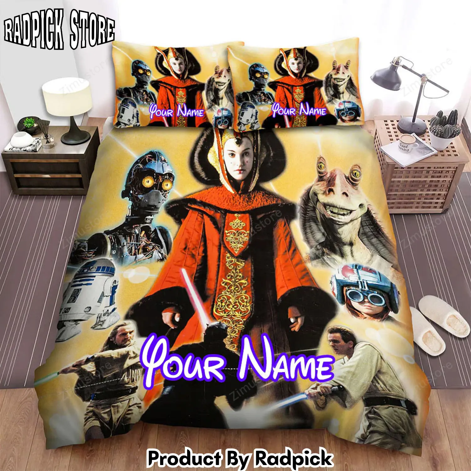 Radpick star wars episode i the phantom menace original motion picture soundtrack movie poster ver 2 bed sheets spread comforter duvet cover personalized name bedding sets rp3271978